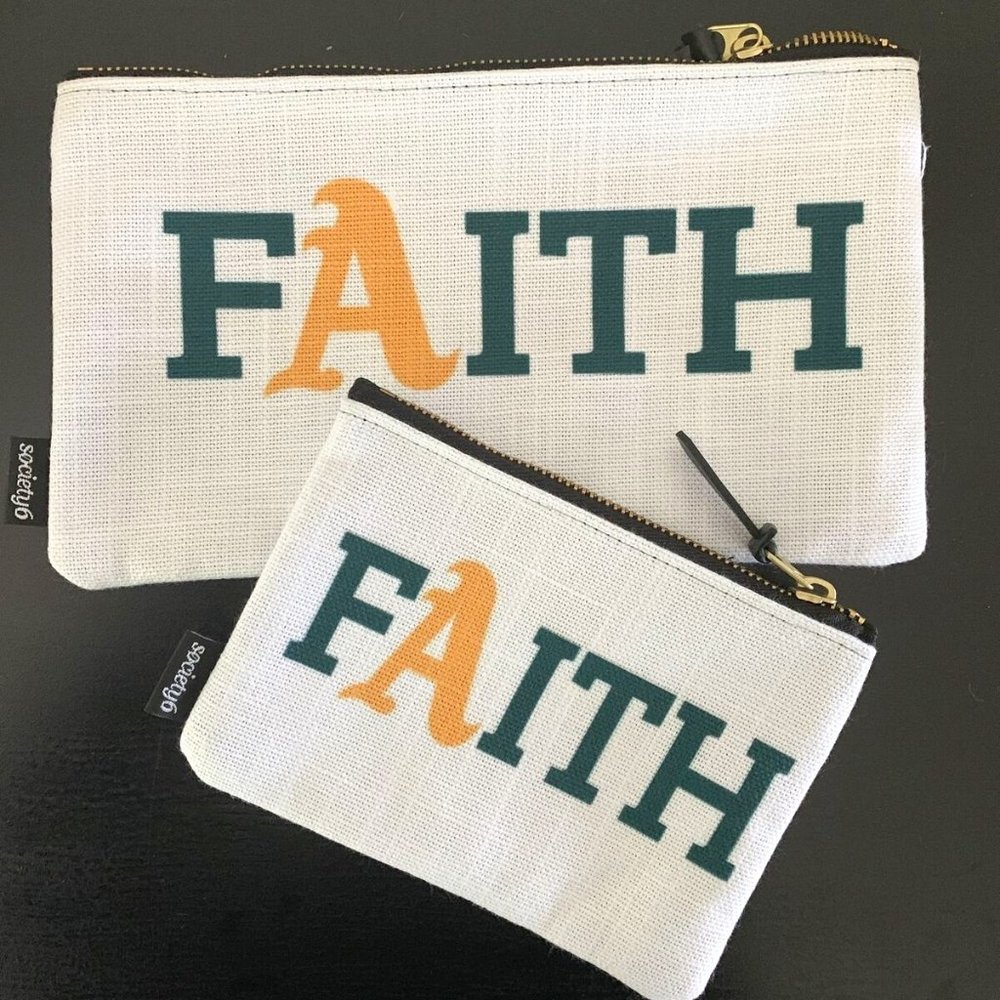 Socity6 Carry-All Pouch Lot 2 sizes Oakland A's FAITH make up bags cosmetics